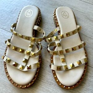 Worn once - white studded Sandals